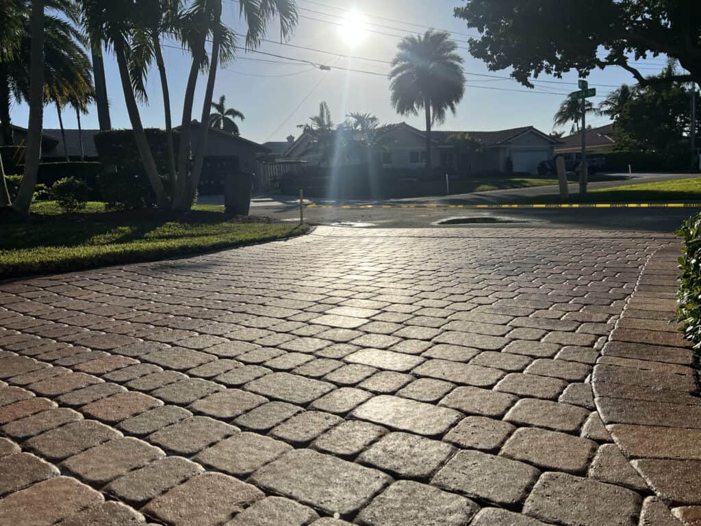 a view of the paved driveway via sealer