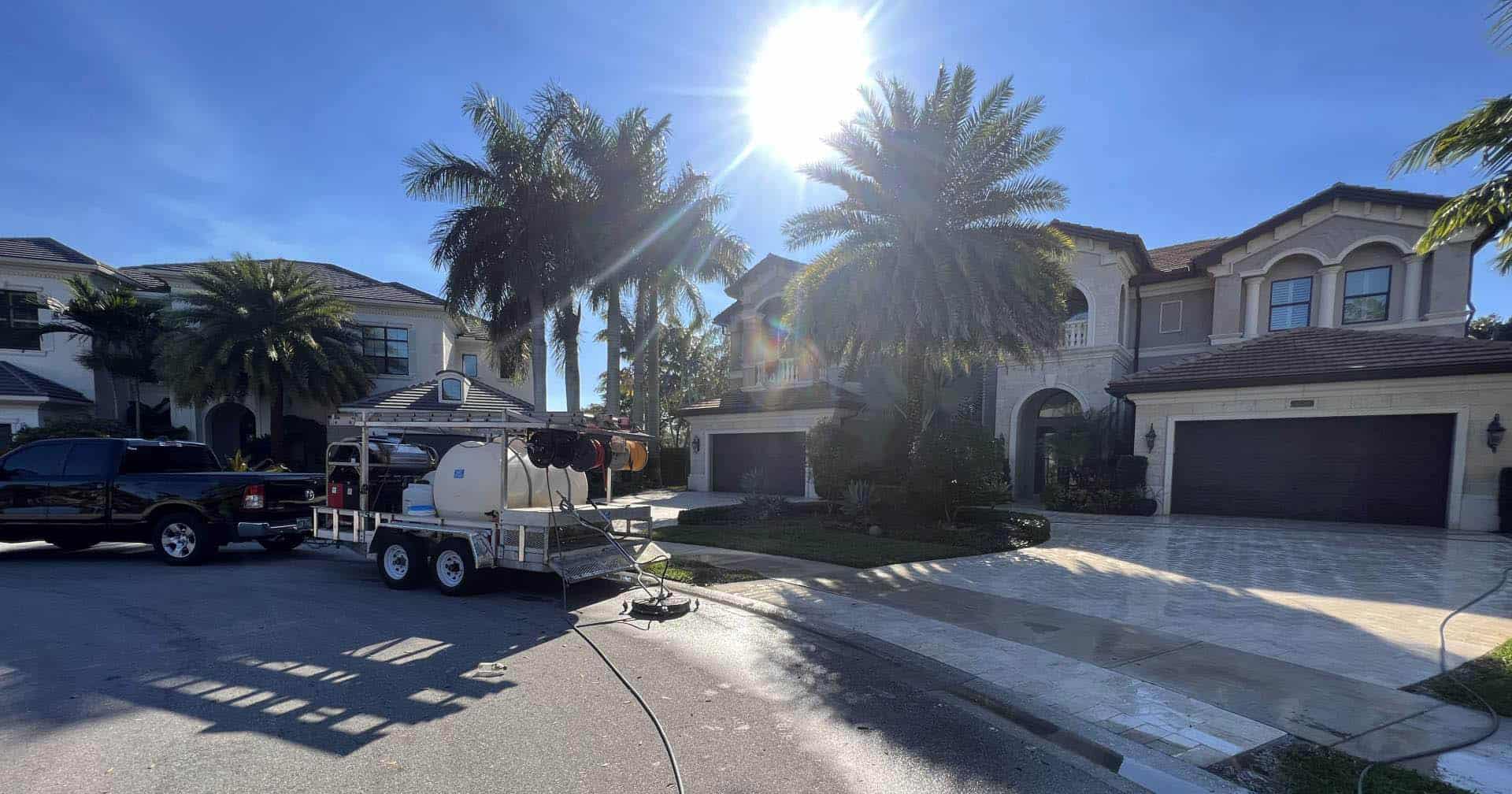 pressure washing setup in a house in Florida